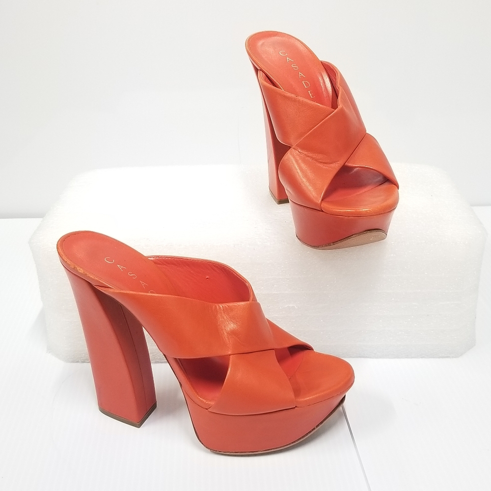 CASADEI Mules High Heels Platform Orange - Picture 9 of 12